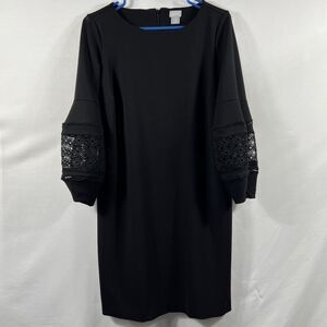 Chico's Womens Eyelet Balloon Sleeve Ponte Dress 0498